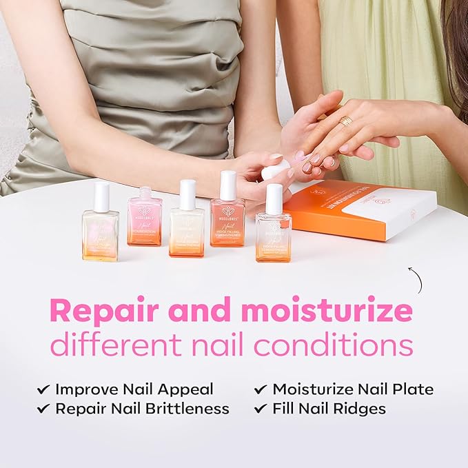 modelones Nail Strengthener Pearl Pink Nail Strengthener and Growth White Nail Polish for Thin Weak & Damaged Nail Repair for Damaged Nails Hardener 15ml