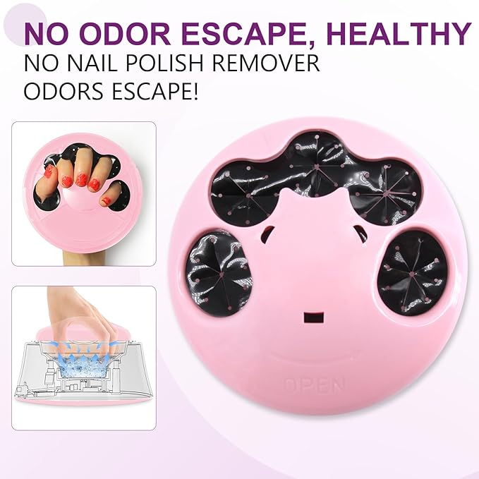 Electric Nail Soak off Bowl Heated, Manicure Nail Soaking Bowl Nail Soaker with Gold Cuticle Pusher for Acrylic Nail Polish Remover, Pink