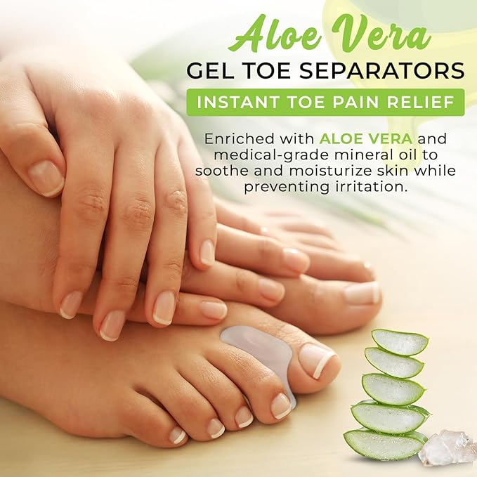 Gel Toe Spacers - for Straightening Overlapping Toes - Ideal for Bunions, Corns, Blisters & Rubbing - Comfortable Toe Separators for Men and Women - 12 Pack Clear