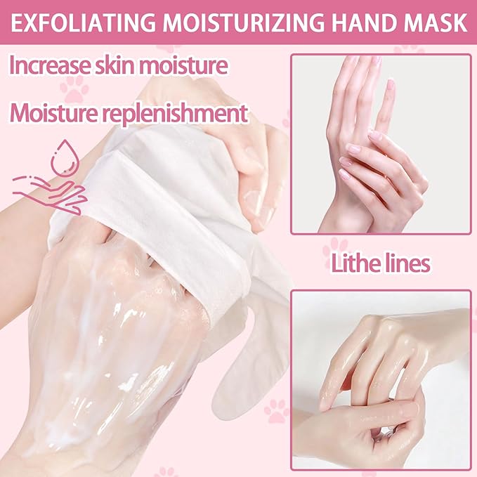 6PCS Hand Masks,Hydrating Hand Masks Moisturizing Gloves Overnight for Dry Cracked Hands,Daily Hand Care Hand Masks Gift Set for Women and Men L