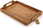 Hand-Woven Rattan Rectangular Serving Tray by DECRAFTS