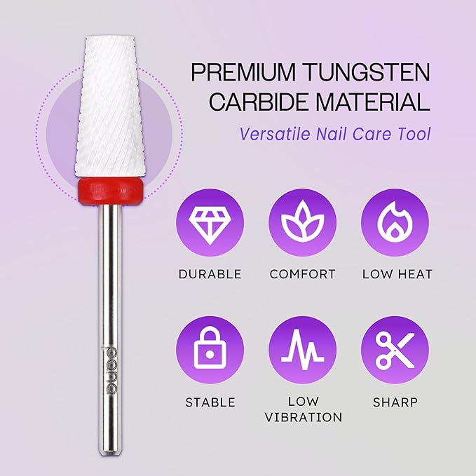 PANA Tapered Barrel Ceramic Bit 3/32" Shank Size - (Ceramic, Fine Grit) - Nail Drill Bit Removes Acrylic or Hard Gel from Nails for Manicure Pedicure Salon Professional or Beginner