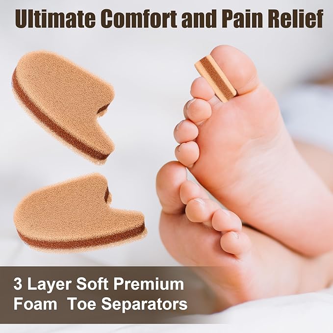 24 Pcs Foam Toe Separator for Corn, Blister, and Hammer Toe Gasket-Redress Overlapping Toes Relieve The Pain Prevent Friction and Release Pressure