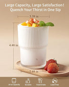 6PCS Ribbed Drinking Glasses, 14Oz Stackable Glass Cup Set - Image 3
