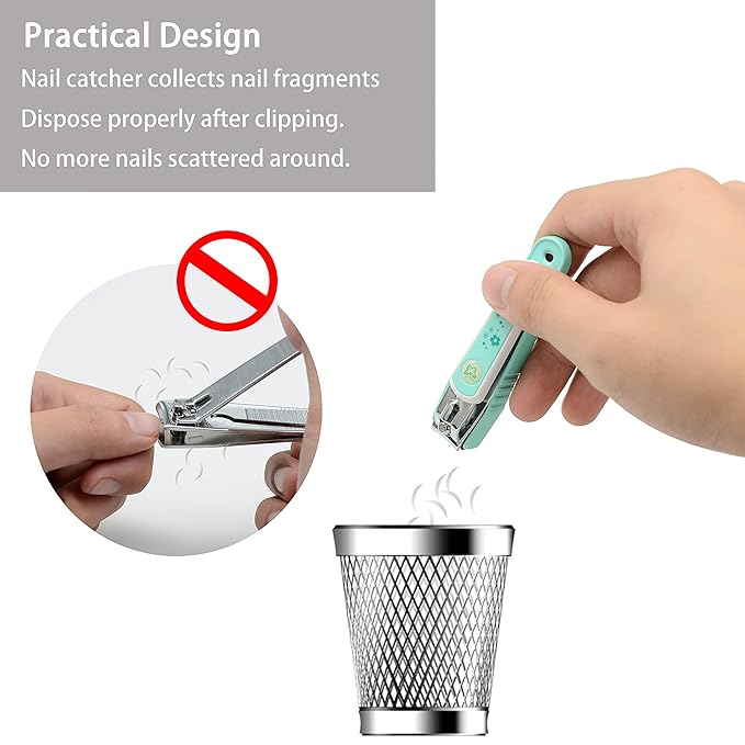 PAFASON Ultra Sharp Stainless Steel Nail Clipper Trimmer Cutter Set with Built-in Nail Catcher & Glass Nail File 3 Pack Fingernail & Toenail Clippers for Men & Women