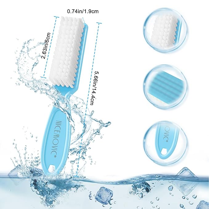 NICEMOVIC 10 Pcs Nail Brush for Cleaning Fingernails, Handle Grip Nail Scrubber Brush, Hand Fingernail Cleaner Brush Manicure Tools Scrub Cleaning Brushes Kit, Use for Toe and Nail Cleaning (Macaron)
