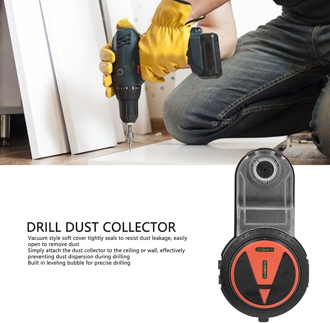 Drill Dust Collector 2 in 1 Drill Dust Collection Attachment with Level Vacuum Suction Dust Shroud Drilling Dust Collector