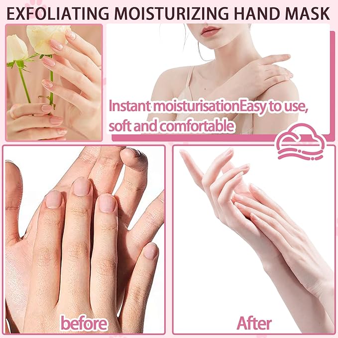 6PCS Hand Masks,Hydrating Hand Masks Moisturizing Gloves Overnight for Dry Cracked Hands,Daily Hand Care Hand Masks Gift Set for Women and Men J