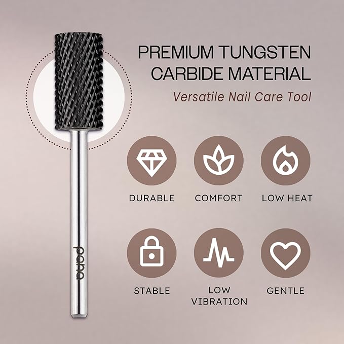 PANA Professional 3/32" Shank Size - Flat Top Large Barrel Carbide Bit - Nail Drill Bit for Dremel Machine (Silver, Gold, DLC Black) (Coarse, DLC Black)
