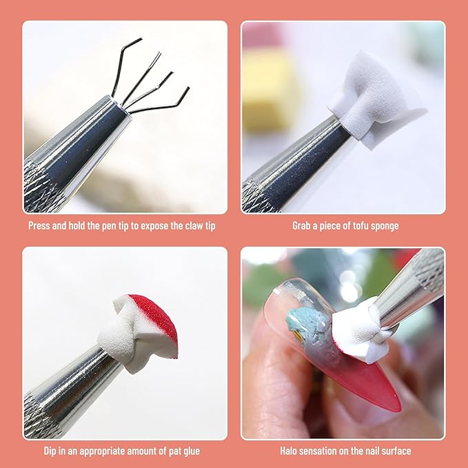 100Pcs Soft Nail Sponges for Ombre Nail Art Sponges with Grabbing Pen with Disposable Gel Polish Palette Paper