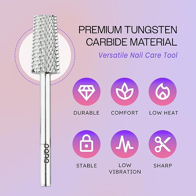 PANA Tapered Barrel Carbide 3/32" Shank Size - (Silver, Medium Grit) - Fast remove Acrylic or Hard Gel Nail Drill Bit for Manicure Pedicure Salon Professional or Beginner