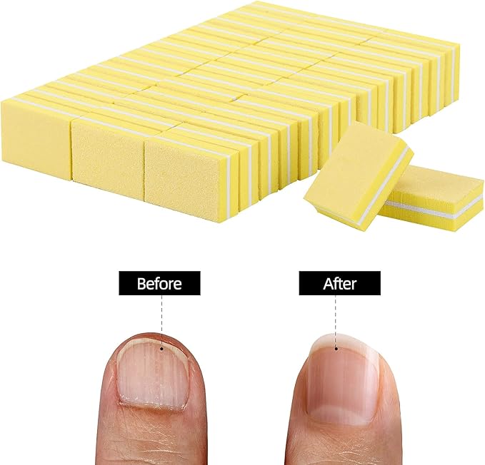 100 Pcs Mini Buffers for Nails 180/100 Grit Nail Buffers for Nail Care(Yellow)