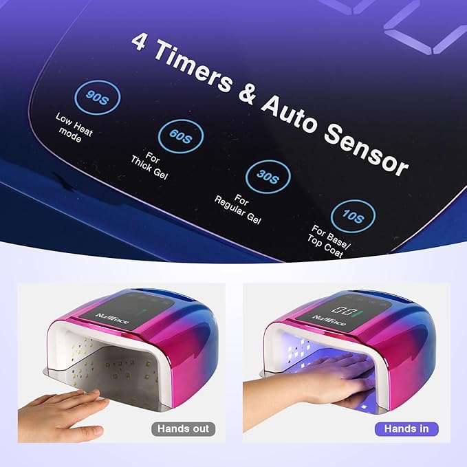 96W Rechargeable UV LED Nail Lamp UV Light for Gel Nails Cordless Gel Nail Lamp Nail Dryer with 42 Beads Smart Sensor & Metal Base