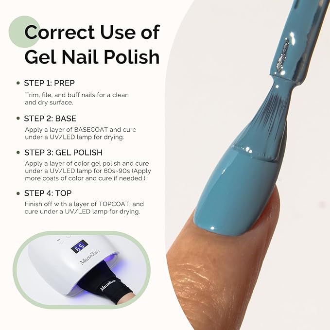 MelodySusie Hema Free Gel Nail Polish, 0.5 Fl Oz Thick Blue Gel Polish, Non Toxic, Long Lasting, Soak Off UV Nail Polish, Manicure Nail Design Salon DIY Nail Art at Home 415
