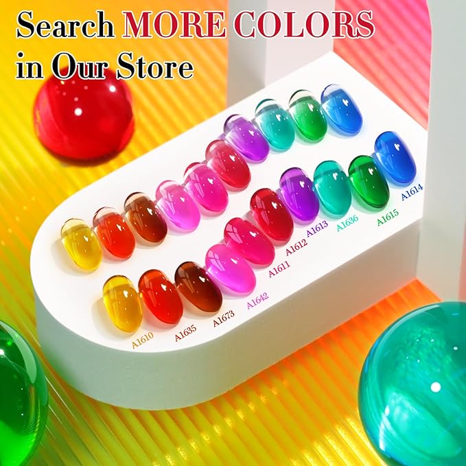 Double Rhythm 0.5 Oz Jelly Gel Polish Same Color Same Bottle Sheer Neutral Natural Light Milky Pastel 15ML Translucent Polish Art DIY at Home (Red-A1612)