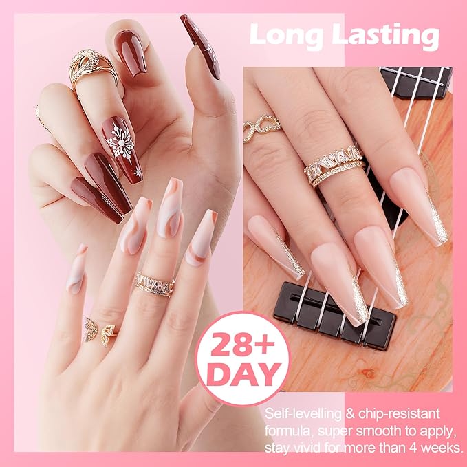 Clara Colors 12 Color Nude Gel Gel Nail Polish Set with UV Light, Base Coat, Glossy Matte Top Coat, Nail Lamp, Tools & Accessories for DIY Manicure