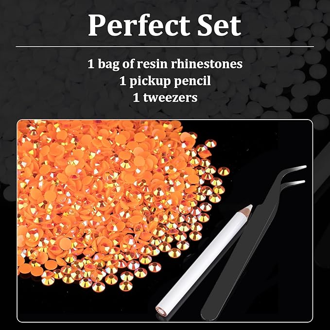 6000pcs 4mm Resin Rhinestones Bulk, Orange AB Flatback Round Jelly Rhinestones Bedazzling Non Hotfix Crystal Gems Large Quantity Wholesale for DIY Crafts Clothes Bottles Tumblers Face Makeup Manicure