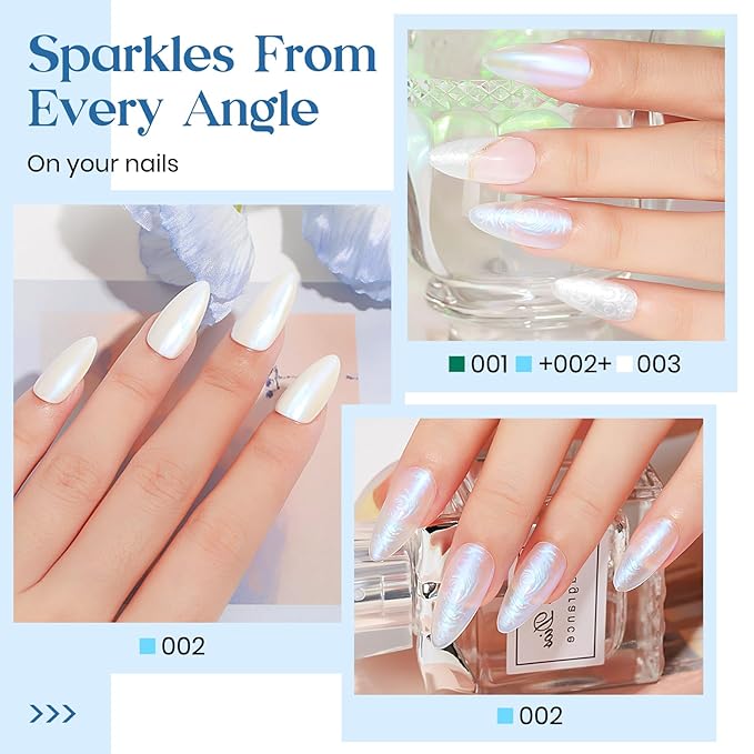 MIZHSE Nail Polish: 15Ml Mermaid Pearl Nail Polish Blue Aurora Effect Nail Polish, Fingernail and Toenail Polish Glossy Long Lasting Nail Polish Trendy DIY at Home Nail Gift Spree