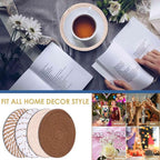 Drink Coasters 8 Pack with Holder, 4-Color Cotton Woven Absorbent Coasters Set - Image 8