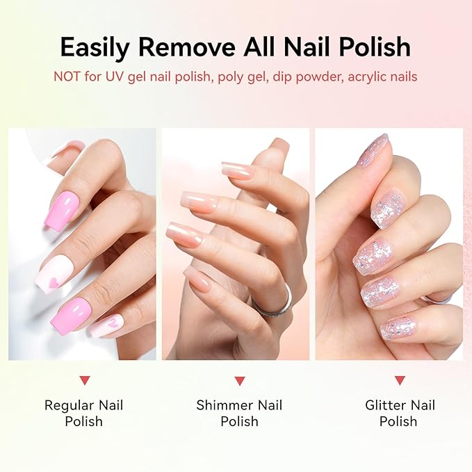 Nail Polish Remover Pads, 140 Pcs Travel Fingernail Polishes Wipes in 4 Boxes, Non-Acetone | 3-5s Quick Removal | VE Moisturing, Lint-free Handy Wipes to Clean Polish, Watermelon Scent