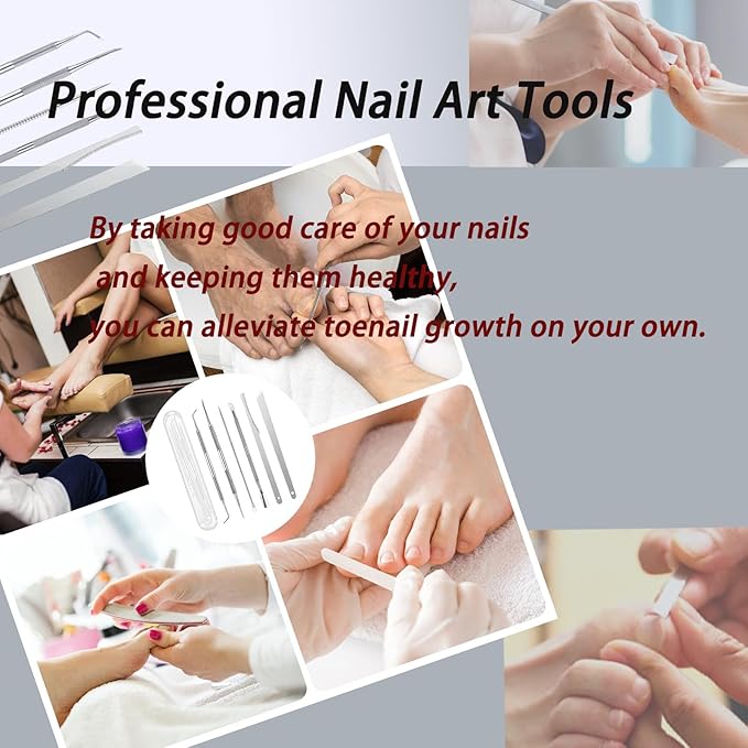 6 PCS Ingrown Toenail Treatment,Ingrown Toenail Removal Kit Under Nail Cleaner Tool Nail Cleaner Tool Toenail Kit Manicure Treatment Pedicure Tools For Feet Under Nail Cleaner Correction Polish Pain