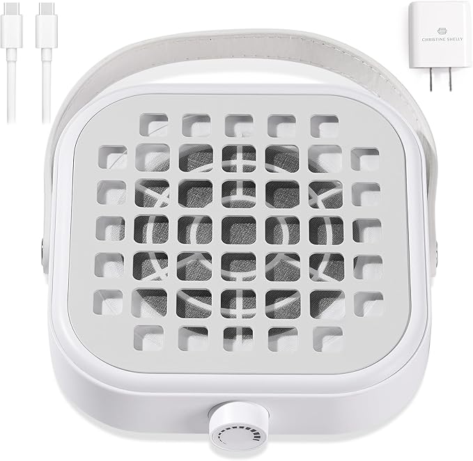 Nail Dust Collector, Compact 6000RPM Powerful Vacuum Fan Vent Dust Collector Extractor Dust Suction Machine for Acrylic Nails Polishing, White