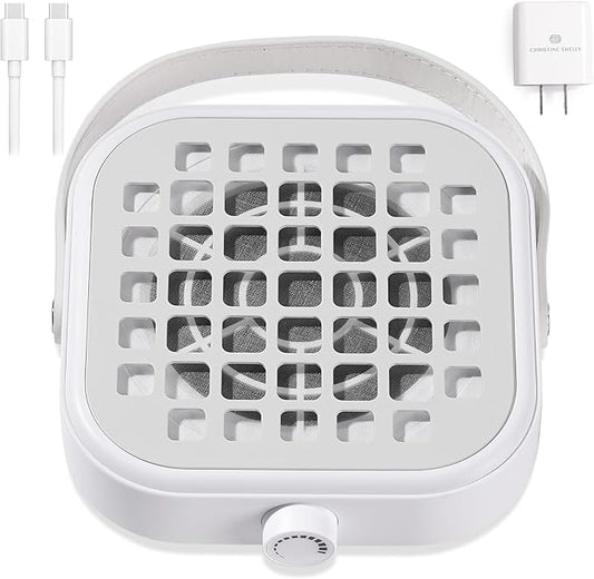 Nail Dust Collector, Compact 6000RPM Powerful Vacuum Fan Vent Dust Collector Extractor Dust Suction Machine for Acrylic Nails Polishing, White