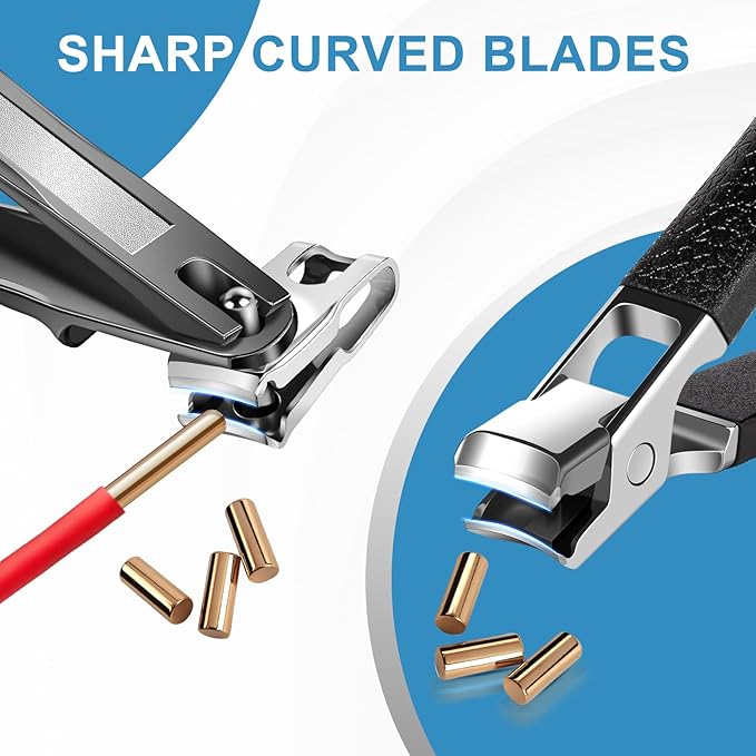 Toenail Clippers for Thick Toenails, Wide Jaw Opening Nail Clippers for Men Seniors, Large Heavy Duty Toe Nail Clippers with Rotary Head, Sharp No Splash Fingernail Clipper Cutter with Catcher