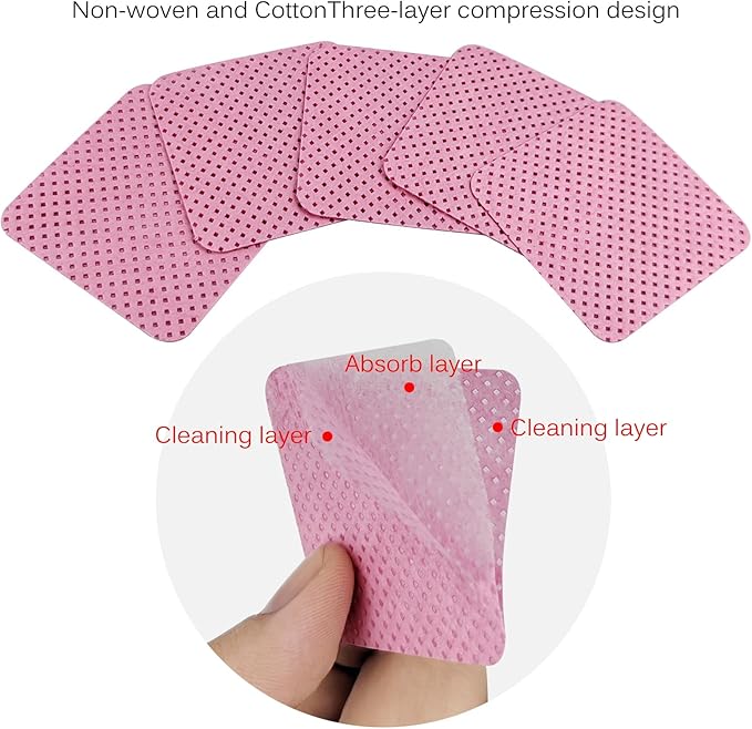 600 Pcs Lint Free Nail Wipes, Non-Woven Nail Polish Remover Pads Nail Polish Wipes for Nail Polish Removal Eyelash Extensions DIY Nail Art Supplies (Pink)
