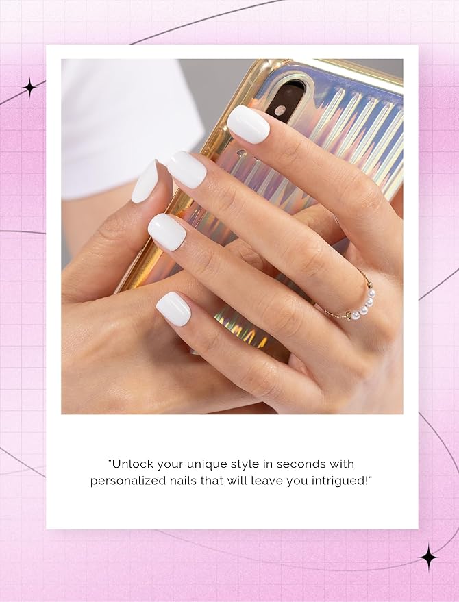 MelodySusie White Gel Nail Strips, 30pcs, Salon Quality, Long Lasting, Easy Apply & Remove, Includes Prep Pads, Nail File & Wooden Stick
