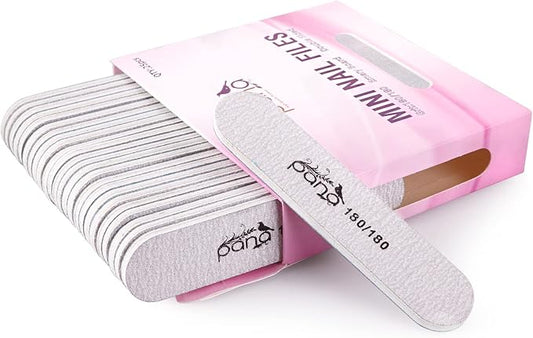 25PCS Mini Size PANA Professional Double Sided Nail Files - Zebra, 180/180 Grit - Emery Board Nail Buffering File Manicure Pedicure Nail Polisher Washable