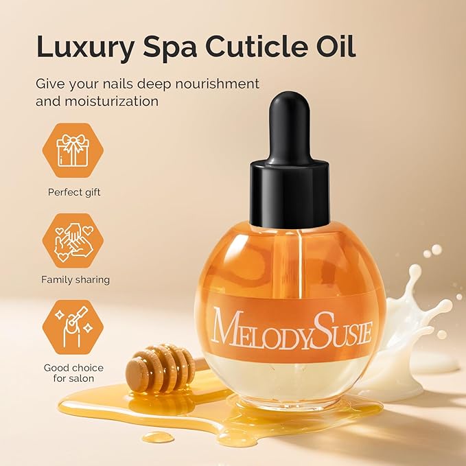 MelodySusie 50ml Honey Milk Cuticle Oil with Olive, Jojoba, Grape Seed& Sunflower Seed - Nourishing & Strengthening Treatment for Dry, Brittle Nails & Cuticles