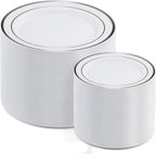 AOZITA 200Pcs Silver Plastic Plates, Disposable Plastic Party Plates by AOZITA