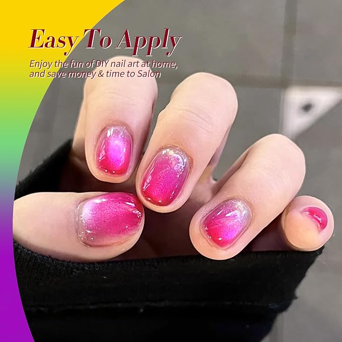 Born Pretty Neon Jelly Gel Nail Polish Glass Crystal Spring Summer Transparent Ice Jelly Gel Polish with Silver Holographic Glitter Cat Magnetic Eye Gel Polish Collection Minicure DIY Gifts 6PCS