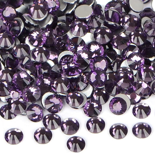 2880PCS Art Nail Rhinestones Non Hotfix Glue Fix Round Crystals Glass Flatback for DIY Jewelry Making with one Picking Pen (ss10 2880pcs, Tazanite)
