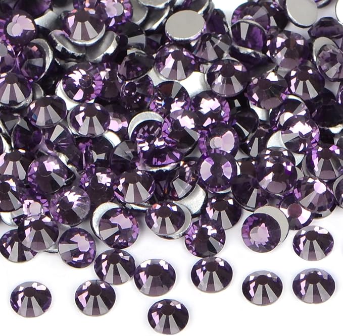 2880PCS Art Nail Rhinestones Non Hotfix Glue Fix Round Crystals Glass Flatback for DIY Jewelry Making with one Picking Pen (ss6 2880pcs, Tazanite)