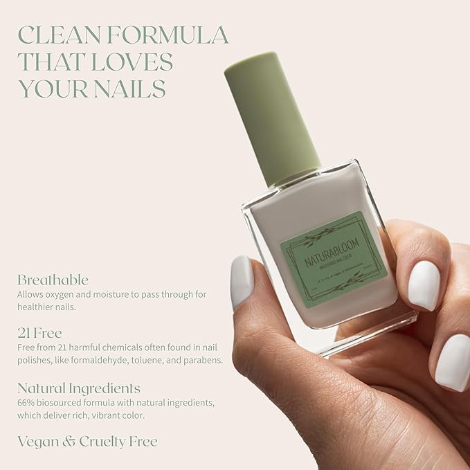 Breathable Premium Long Lasting Nail Polish (Soft Cotton) - Vegan & Toxin-Free