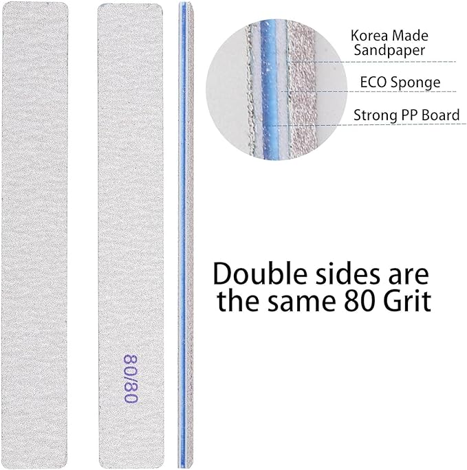 56Pcs Nail Files Set, 80/80 Grit Nail Files Acrylic Nails Emery Boards File Professional Nail Art Tools for Home,Salon,Strong,Double Sided