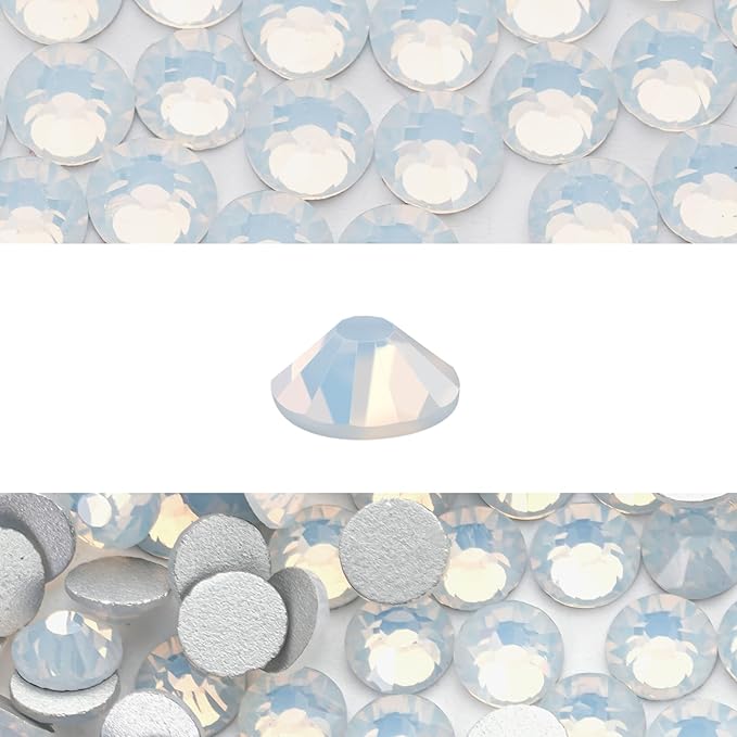 Novani 3000 Pieces Flatback Rhinestones Glass Round Gems White Opal Crystals for Nail Art DIY Crafts Clothes Shoes,SS10,2.7-2.9mm