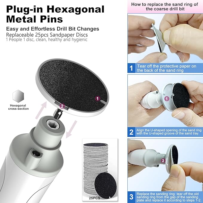 Electric Foot Callus Remover,Cordless Electric Foot File with LED Light,5000RPM-Faster Callus Remover for Feet,8-in-1 Foot Scrubber Perfect for Dead,Hard Cracked Dry Skin,Thick Toenail Ideal Gift