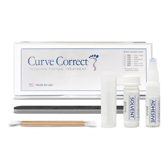 CurveCorrect® Ingrown Toenail Treatment Kit - Ingrown Toenail Corrector Kit with 10 Braces - at Home Ingrown Toenail Correction - Big Toe Ingrown Nail Removal