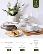 Famiware Ceramic Plates and Bowls Sets, Embossed Dishes Dinnerware - Image 3