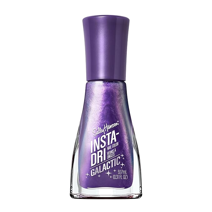 Sally Hansen Insta-Dri Galactic Nail Polish | Quick Dry, Long Lasting, Streak-Free Shine | Semi-Opaque, Shimmery | 112 Planet Purple | Iridescent Violet Nail Color