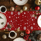 Red Christmas Table Runner 72 Inches Long, Xmas Tree Balls Snowflake Table - Image 4