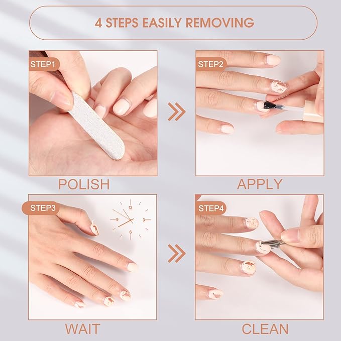 Acetone-Free Gel Nail Polish Remover 2 Pack 15ml – 3-5 Minute Soak Off for Gel Nails, No Soaking or Wrapping Needed, Home Use