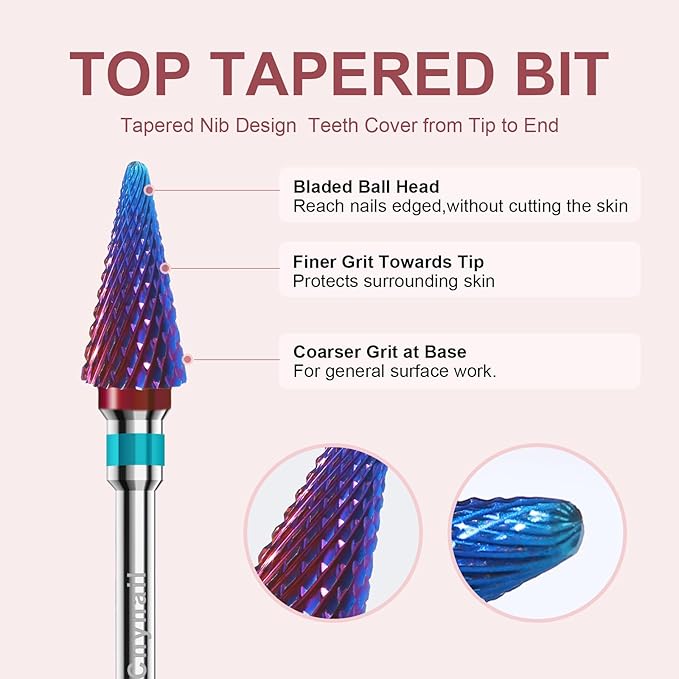 3/32" 2PCS Clean Umberllas Bits Medium Grit Carbide Cuticle Cleaner Bit for Electric Nail Drills – Professional Manicure Tool for Nail Salons and Home Use (M Grit. Purple)