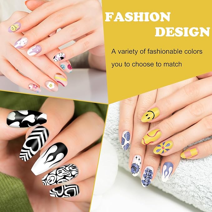 Whaline 6Pcs Smile Face Nail Plates Stamping Set Heart Butterfly Star Flower Smiling Stamp Templates Groovy Nail Art Plates for DIY Print Manicure Salon Design Gift Supplies