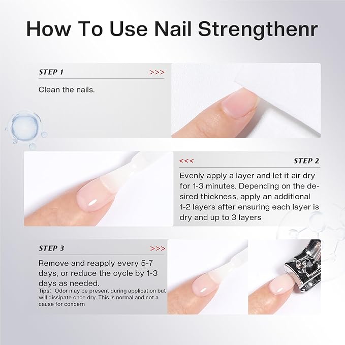 Morovan Nail Strengthener and Growth: Nail Polish Hardener for Damaged Nails Treatment Natural Keratin Repair Ridge Filler Prevents Discoloration Crack Thin Essential Manicure Nail Care Women