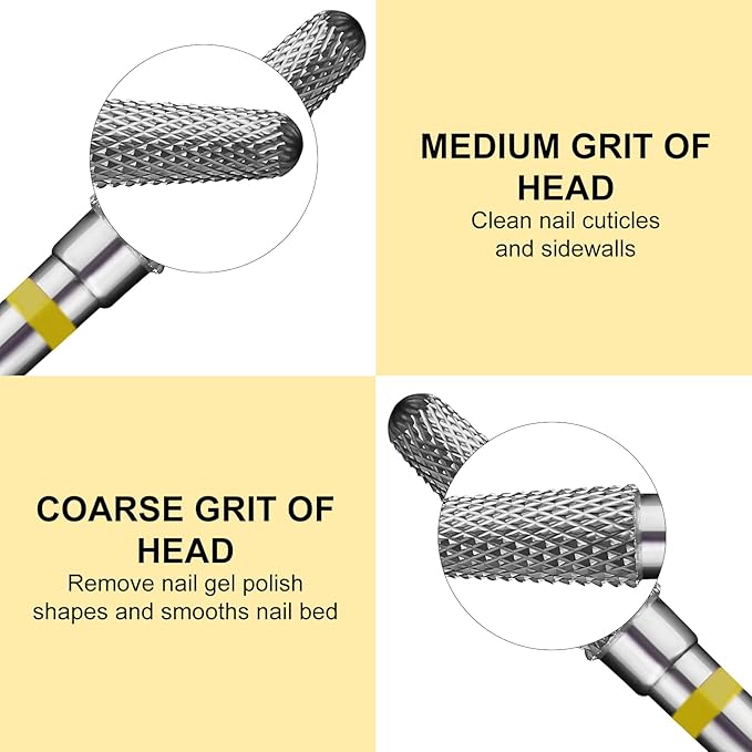 Tapered Nail Drill Bits,Cone Shape Tungsten Carbide Electronic Nail Drill Bit for Acrylic Gel Nails Dual Nail Form Remove,3/32 Inch Nail Bit for E-File Nail Drill(Extra Fine)