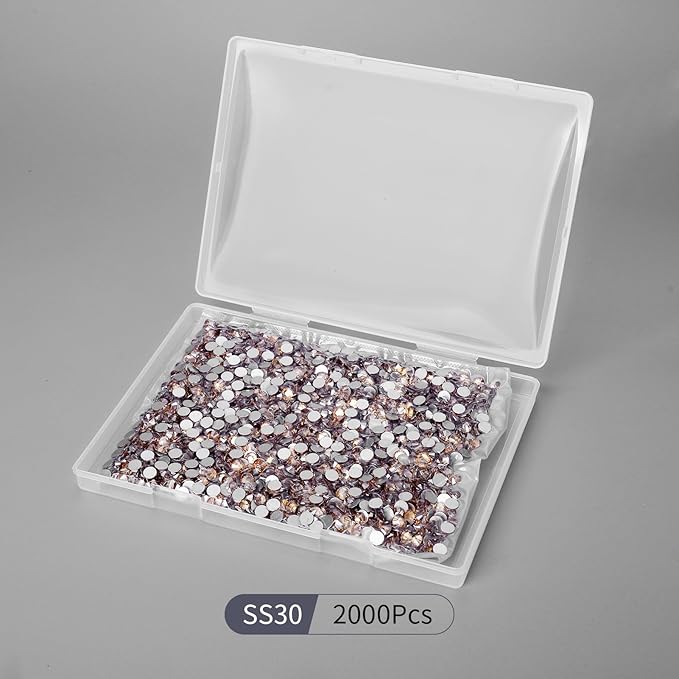 2000PCS Golden Shadow Rhinestones Bulk, Flat Back Crystal Glass Stone Round Gems,SS30, 6.4-6.6mm